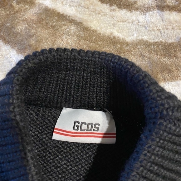 GCDS Men’s Logo Knit Wool Blend Sweater Black Size M Academia Graphic Pullover - Picture 6 of 10